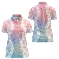 Hawaii Aloha Plumeria Lei Pastel Candy Palaka Women Polo Shirt - Polynesian Pride