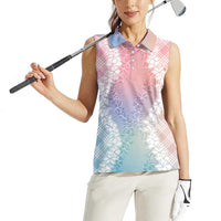 Hawaii Aloha Plumeria Lei Pastel Candy Palaka Women Sleeveless Polo Shirt - Polynesian Pride