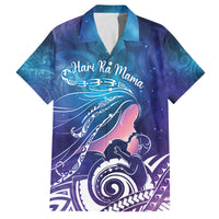 New Zealand Mother's Day Family Matching Summer Maxi Dress and Hawaiian Shirt Maori Hari Ra Mama LT7 Dad's Shirt - Short Sleeve Galaxy - Polynesian Pride