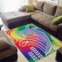 Aloha Pride Rainbow Tie Dye Area Rug Humpback Whale - Love is Love