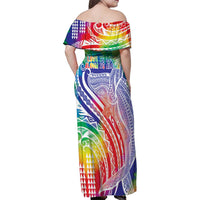Aloha Pride Rainbow Tie Dye Family Matching Off Shoulder Maxi Dress and Hawaiian Shirt Humpback Whale - Love is Love
