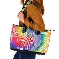 Aloha Pride Rainbow Tie Dye Leather Tote Bag Humpback Whale - Love is Love LT7 Colorful - Polynesian Pride