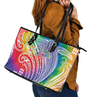 Aloha Pride Rainbow Tie Dye Leather Tote Bag Humpback Whale - Love is Love LT7 - Polynesian Pride