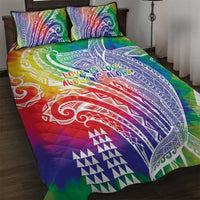 Aloha Pride Rainbow Tie Dye Quilt Bed Set Humpback Whale - Love is Love