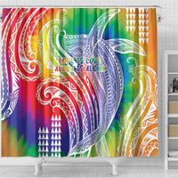 Aloha Pride Rainbow Tie Dye Shower Curtain Humpback Whale - Love is Love LT7 - Polynesian Pride
