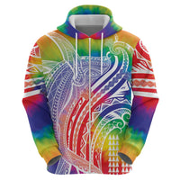 Aloha Pride Rainbow Tie Dye Zip Hoodie Humpback Whale - Love is Love LT7 - Polynesian Pride