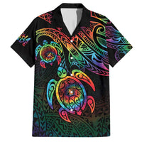 Hawaii Pride Family Matching Puletasi and Hawaiian Shirt Rainbow Swirls