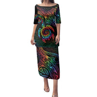 Hawaii Pride Family Matching Puletasi and Hawaiian Shirt Rainbow Swirls