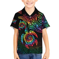 Hawaii Pride Family Matching Tank Maxi Dress and Hawaiian Shirt Rainbow Swirls