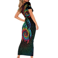 Hawaii Pride Short Sleeve Bodycon Dress Rainbow Swirls
