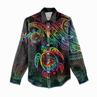 Hawaii Pride Women Casual Shirt Rainbow Swirls