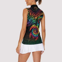 Hawaii Pride Women Sleeveless Polo Shirt Rainbow Swirls LT7 - Polynesian Pride
