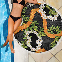 Aloha Festive Hawaii Beach Blanket Mokihana - Maile and Ilima on Black - Polynesian Pride