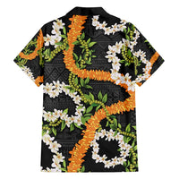 Aloha Festive Hawaii Family Matching Off Shoulder Maxi Dress and Hawaiian Shirt Mokihana - Maile and Ilima on Black LT7 - Polynesian Pride