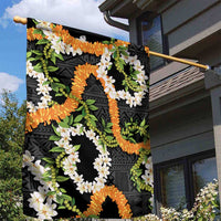 Aloha Festive Hawaii Garden Flag Mokihana - Maile and Ilima on Black - Polynesian Pride