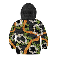 Aloha Festive Hawaii Kid Hoodie Mokihana - Maile and Ilima on Black - Polynesian Pride