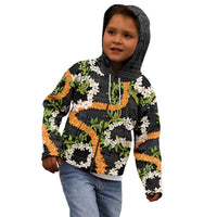 Aloha Festive Hawaii Kid Hoodie Mokihana - Maile and Ilima on Black - Polynesian Pride