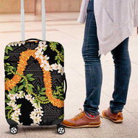Aloha Festive Hawaii Luggage Cover Mokihana - Maile and Ilima on Black - Polynesian Pride