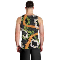Aloha Festive Hawaii Men Tank Top Mokihana - Maile and Ilima on Black - Polynesian Pride