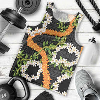 Aloha Festive Hawaii Men Tank Top Mokihana - Maile and Ilima on Black - Polynesian Pride