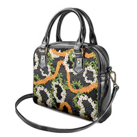 Aloha Festive Hawaii Shoulder Handbag Mokihana - Maile and Ilima on Black - Polynesian Pride