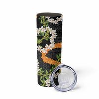 Aloha Festive Hawaii Skinny Tumbler Mokihana - Maile and Ilima on Black - Polynesian Pride