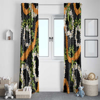 Aloha Festive Hawaii Window Curtain Mokihana - Maile and Ilima on Black - Polynesian Pride