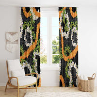Aloha Festive Hawaii Window Curtain Mokihana - Maile and Ilima on Black - Polynesian Pride