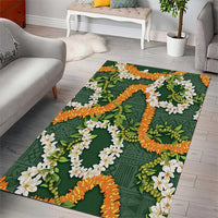 Aloha Festive Hawaii Area Rug Mokihana - Maile and Ilima on Forest Green - Polynesian Pride