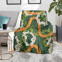 Aloha Festive Hawaii Blanket Mokihana - Maile and Ilima on Forest Green LT7 - Polynesian Pride