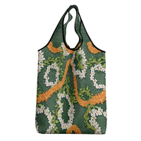 Aloha Festive Hawaii Grocery Bag Mokihana - Maile and Ilima on Forest Green - Polynesian Pride