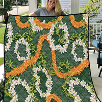 Aloha Festive Hawaii Quilt Mokihana - Maile and Ilima on Forest Green - Polynesian Pride