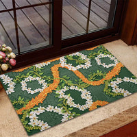 Aloha Festive Hawaii Rubber Doormat Mokihana - Maile and Ilima on Forest Green - Polynesian Pride