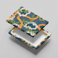 Aloha Festive Hawaii Canvas Wall Art Mokihana - Maile and Ilima on Navy Blue - Polynesian Pride