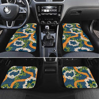 Aloha Festive Hawaii Car Mats Mokihana - Maile and Ilima on Navy Blue - Polynesian Pride