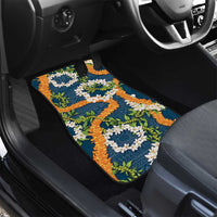 Aloha Festive Hawaii Car Mats Mokihana - Maile and Ilima on Navy Blue - Polynesian Pride