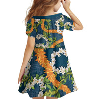 Aloha Festive Hawaii Family Matching Off Shoulder Maxi Dress and Hawaiian Shirt Mokihana - Maile and Ilima on Navy Blue LT7 - Polynesian Pride