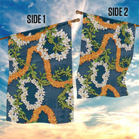 Aloha Festive Hawaii Garden Flag Mokihana - Maile and Ilima on Navy Blue - Polynesian Pride