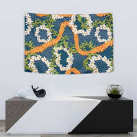 Aloha Festive Hawaii Tapestry Mokihana - Maile and Ilima on Navy Blue - Polynesian Pride