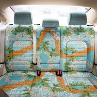 Aloha Festive Hawaii Back Car Seat Cover Mokihana - Maile and Ilima on Turquoise - Polynesian Pride