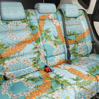 Aloha Festive Hawaii Back Car Seat Cover Mokihana - Maile and Ilima on Turquoise - Polynesian Pride