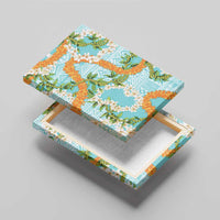 Aloha Festive Hawaii Canvas Wall Art Mokihana - Maile and Ilima on Turquoise - Polynesian Pride