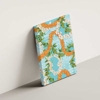 Aloha Festive Hawaii Canvas Wall Art Mokihana - Maile and Ilima on Turquoise - Polynesian Pride