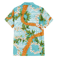 Aloha Festive Hawaii Family Matching Off Shoulder Maxi Dress and Hawaiian Shirt Mokihana - Maile and Ilima on Turquoise LT7 - Polynesian Pride