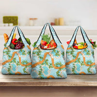 Aloha Festive Hawaii Grocery Bag Mokihana - Maile and Ilima on Turquoise - Polynesian Pride