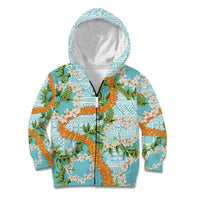 Aloha Festive Hawaii Kid Hoodie Mokihana - Maile and Ilima on Turquoise - Polynesian Pride