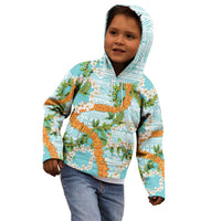 Aloha Festive Hawaii Kid Hoodie Mokihana - Maile and Ilima on Turquoise - Polynesian Pride