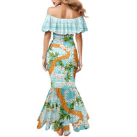 Aloha Festive Hawaii Mermaid Dress Mokihana - Maile and Ilima on Turquoise - Polynesian Pride