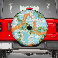Aloha Festive Hawaii Spare Tire Cover Mokihana - Maile and Ilima on Turquoise - Polynesian Pride