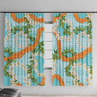Aloha Festive Hawaii Window Curtain Mokihana - Maile and Ilima on Turquoise - Polynesian Pride